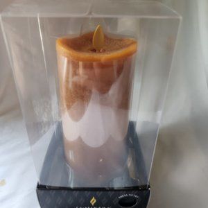 Luminara Moving Flame Pillar Flameless LED Candle, Scalloped Edge Real Wax 6"H